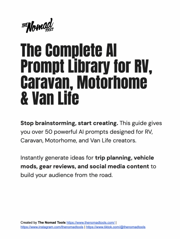 50 AI Prompt Library for RV, Caravan, Motorhome & Van Life