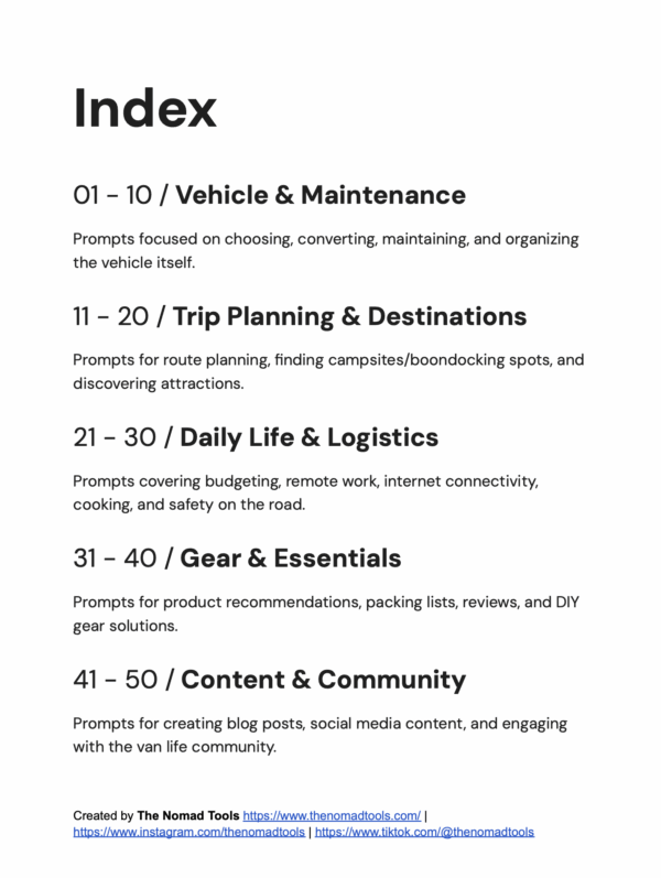 50 AI Prompt Library for RV, Caravan, Motorhome & Van Life